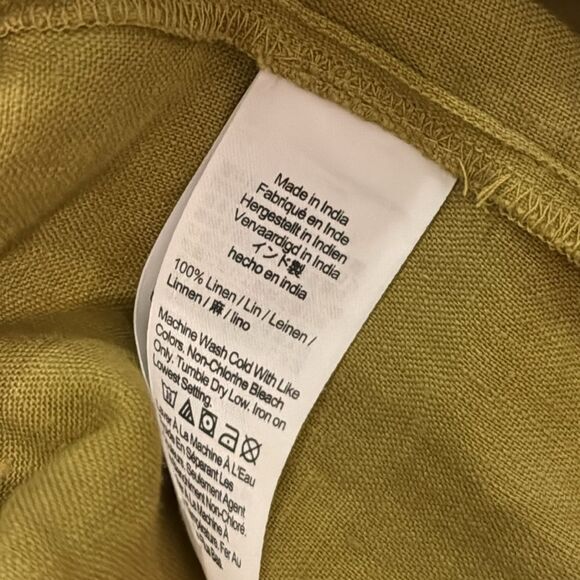 Madewell Button-Front Midi Dress in 100% Linen Citrus Lime 2 - Picture 6 of 7
